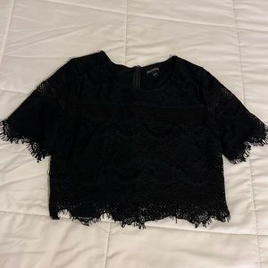 Black lace crop top